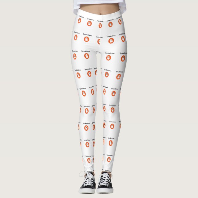 Legging Fantasma de Halloween Sorrindo de Smilha de Laranj (Frente)
