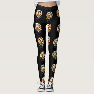 Legging Fantasma Fofo Segurando Balde de Doces de Abóbora