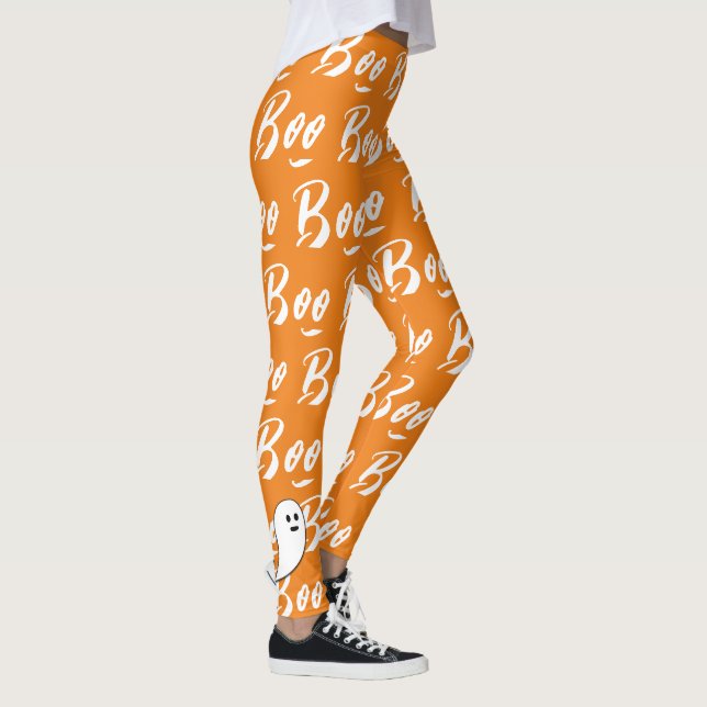 Legging Fantasma Halloween preto branco laranja boo (Direita)