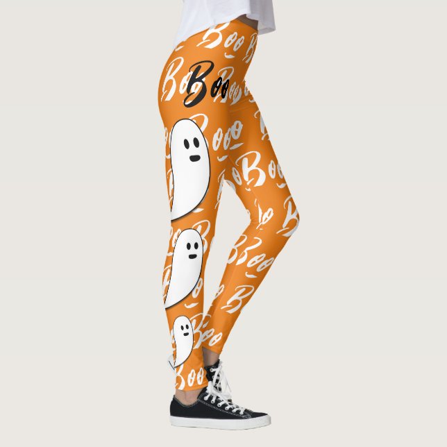 Legging Fantasma Halloween preto branco laranja boo (Direita)