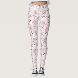 Legging Fantasma Rosa Pastel Halloween Padrão Kawaii