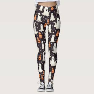 Legging Fantasmas Negra Negra Laranja Negra