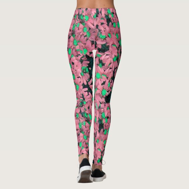 Legging Fantástico Estampado Floral Rosa e Verde (Verso)