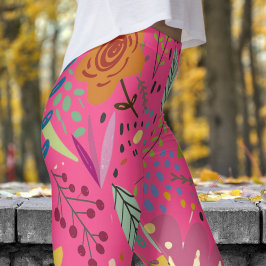 Legging Fantástico Floral no Impressão Rosa Francês
