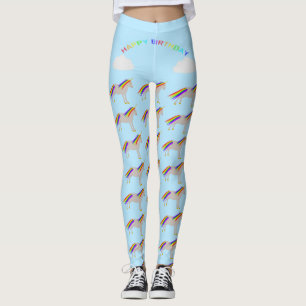 Legging Fantasy Birthday Unicorn Rainbow and Clouds