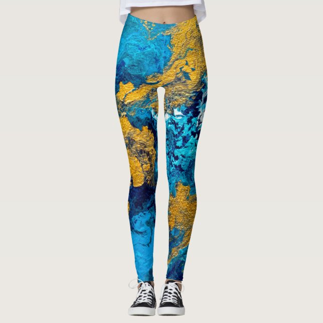 Legging Fantasy Colors: fundo de Abstrato artístico. (Frente)