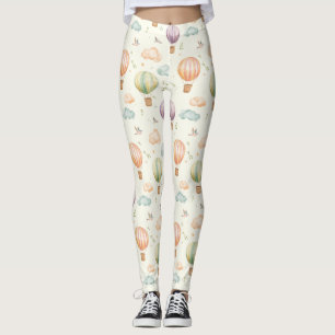 Legging Fantasy Hot Air Balloon Padrão Watercolor Design