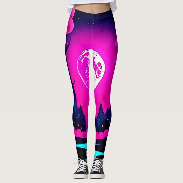 Legging Fantasy Moonlit Woods Art (Frente)