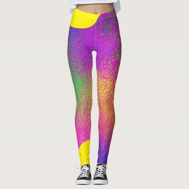 Legging Farbklecks mit bunten gesprenkelten Punkten (Frente)