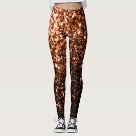 Legging Farelos de cobre marrom-de-bronze farelos