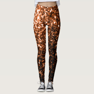 Legging Farelos de cobre marrom-de-bronze farelos