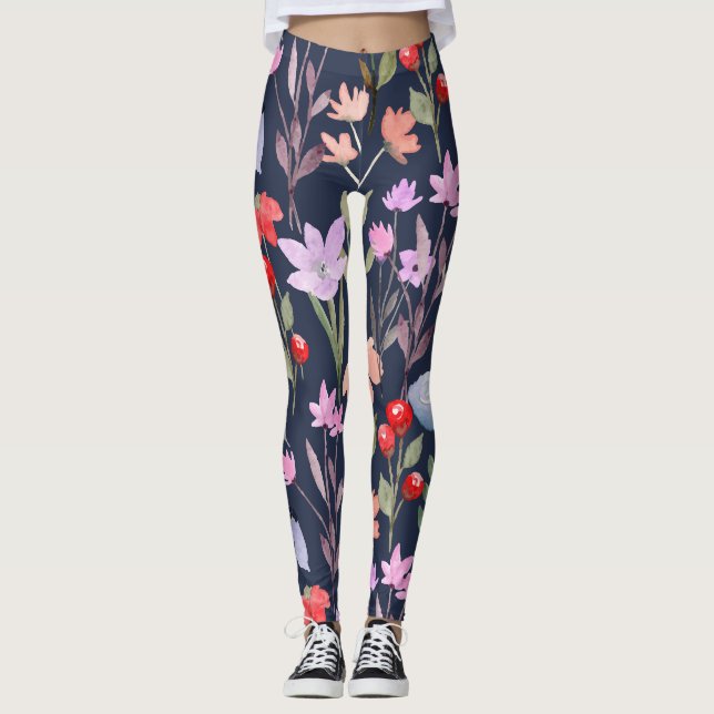 Legging Fashion Botânico Padrão da Superfície Floral (Frente)