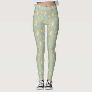 Legging fatia de limão e padrão de gatos