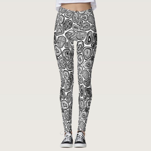 Legging Fatias de agato em preto e branco (Frente)