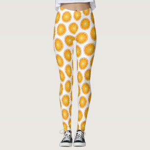 Legging Fatias de fruta Laranja Suculenta refrescante padr