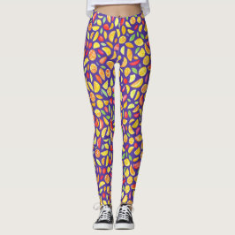 Legging Fatias de Frutas Coloridas Divertidas Roxo Aquarel