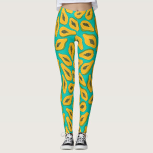 Legging Fatias de Papaya na Turquesa