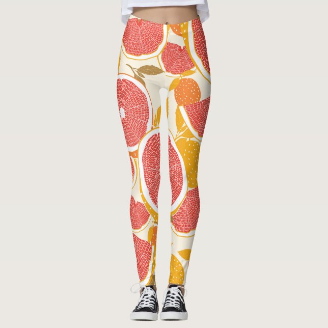Legging Fatias de Toranja com Folhas (Frente)