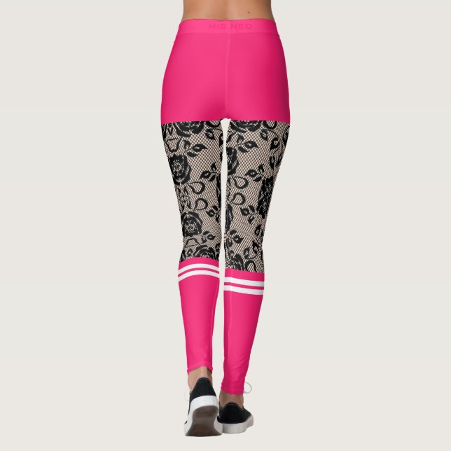 Legging Faux Black Lace Fisler com Meias e Curto-Rosa (Verso)