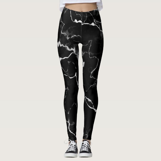 Legging Faux Black Marble Textura (Frente)