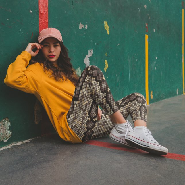 Legging Faux Brown Beige Snakeskin Edgy (Criador carregado)