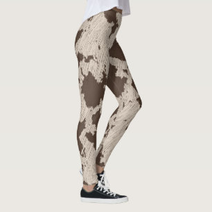 Legging Faux Cow Impressão, Brown and Cream