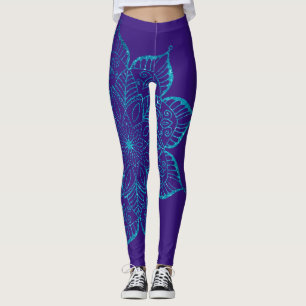Legging Faux Glitter Mandala em Roxo