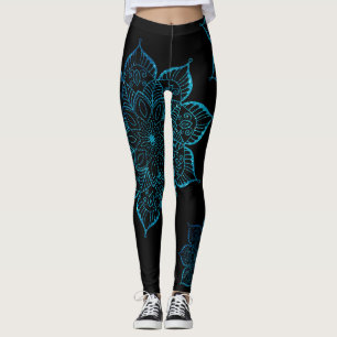 Legging Faux Glitter Mandalas em preto