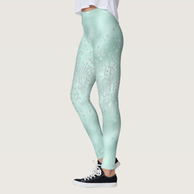 Legging Faux Glitter Pastel Sparkle Elegante Chic brilhant (Esquerda)