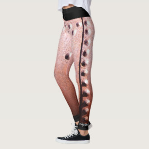 Legging Faux Rustic Rusty Metal com Nome no Ankle