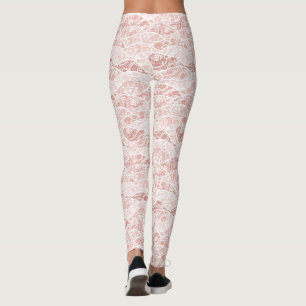 Legging Faux White Lace Floral Fisers Romântica Elegante
