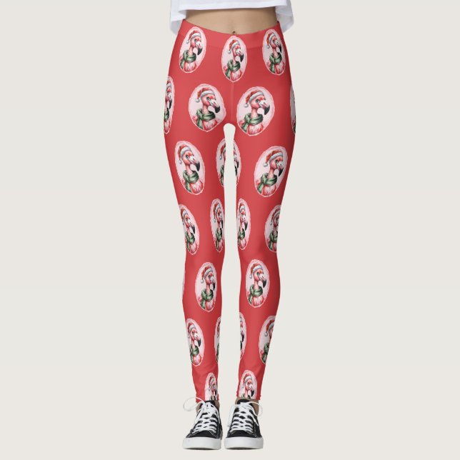 Legging Favoritos Engraçados de Natal Animal - Flamingo 1 (Frente)