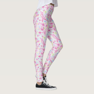 Legging Fé de Fita Rosa Esperança Coragem Amor Cancer Ma