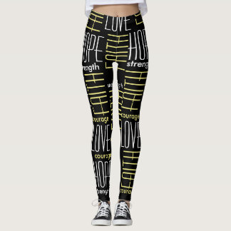 Legging Fé HopeLoveStrength e caneleiras da coragem