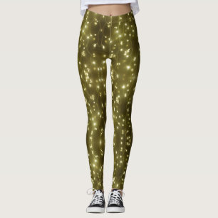 Legging Fecho das luzes do Ouro cintilantes
