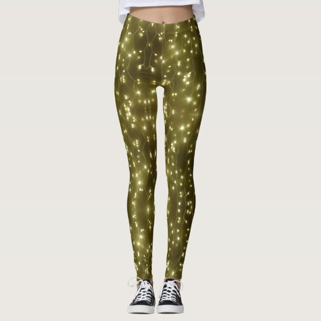 Legging Fecho das luzes do Ouro cintilantes (Frente)