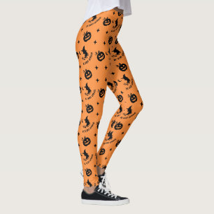 Legging Feiticeira de Abóbora-de-Obra Laranja