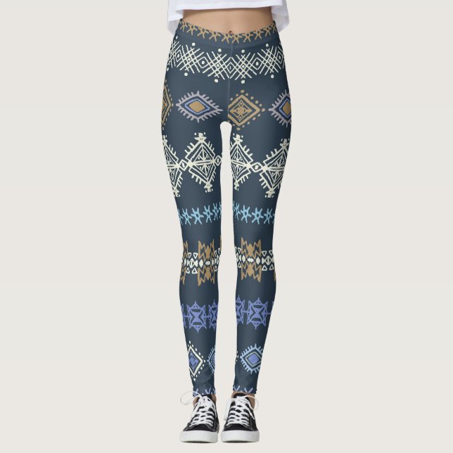 Legging Feitiço étnico: arte tribal sem descontinuidades. (Frente)