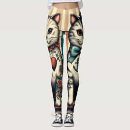 Legging Feline vintage tattoo