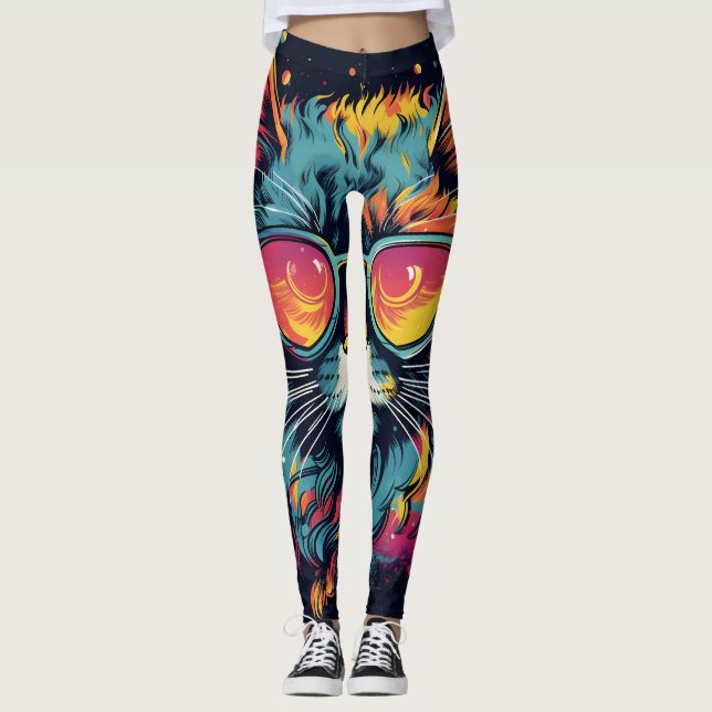 Legging Felino Chic do Geek Retro (Frente)