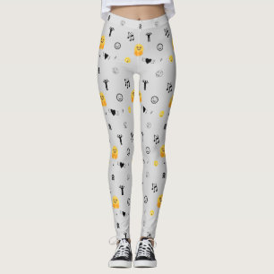 Legging feliz, amor, sorriso, música emojada padrão em pra