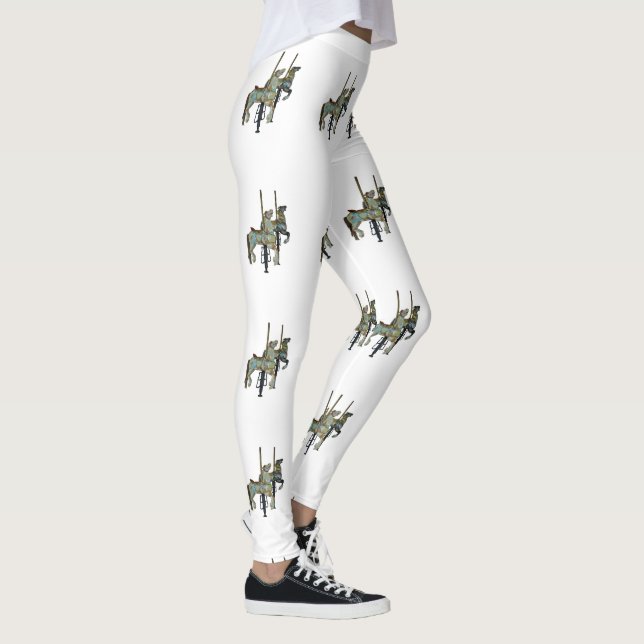 Legging Feliz bonito rodando Cavalos Carrossel Mulheres (Direita)