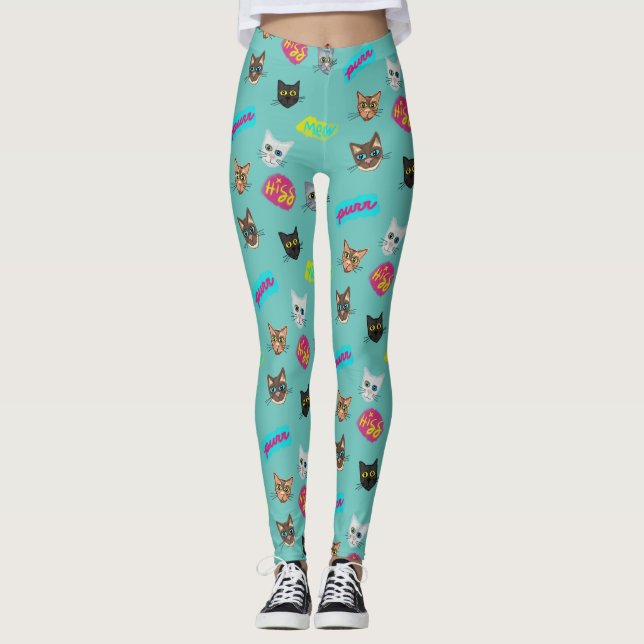 Legging Feliz Cabeça de Gato Reduzida - Com Texto (Frente)