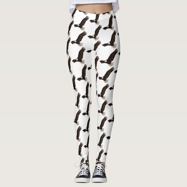 Legging Feliz desenho animado de águia-calva voadora (Frente)