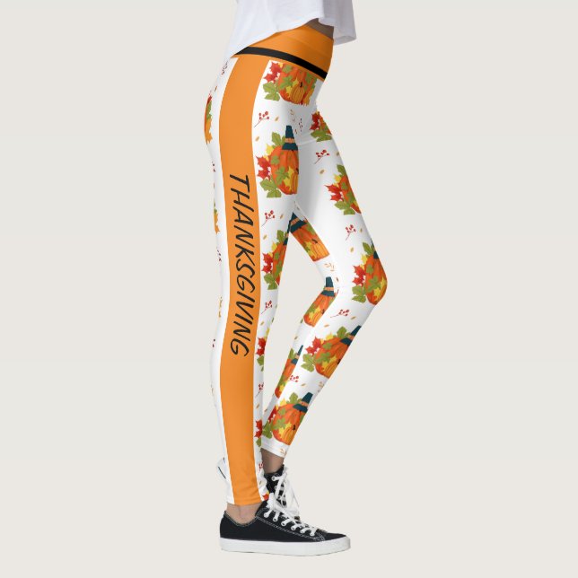 Legging Feliz Dia de Ação de Graças Pumpkin com Chapéus (Direita)