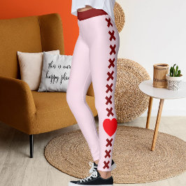 Legging Feliz Dia dos Namorados Amantes de Animais Vermelh