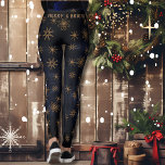 Legging Feliz e Brilho Pernas Azuis Festivas<br><div class="desc">Feliz e Brilhante Pernas Azuis Escuras Escuras Escuras,  perfeitas para roupas de menina de Natal. Você pode atualizar o texto ou removê-lo. Os padrões são estrelas ouros marrons bonitas em várias formas colocadas sobre fundo azul escuro azul azul.</div>