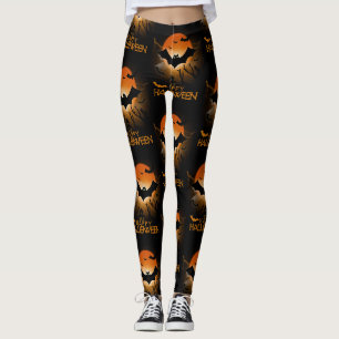 Legging Feliz Halloween Casa Assombrada Moda de Outono Ass
