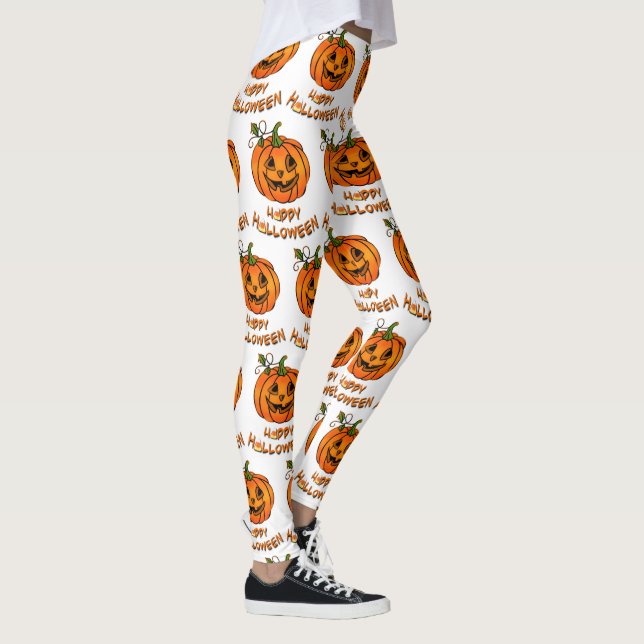 Legging Feliz Halloween, padrão divertido de abóbora, milh (Direita)