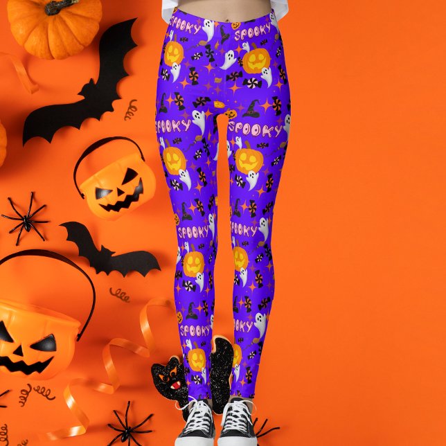 Legging Feliz Halloween Roxo Festivo (Criador carregado)